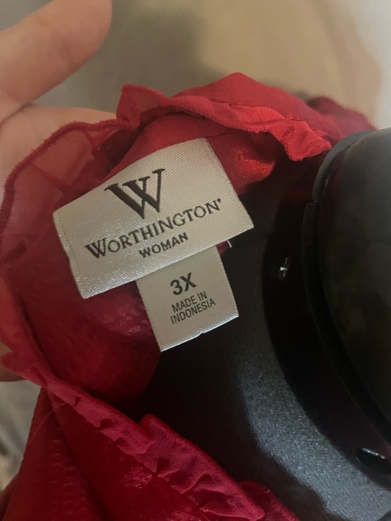 Worthington Black Blazer with Red Ruffle Blouse - Picture 4 of 8